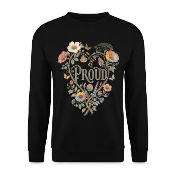 T-shirt fier en forme de cœur floral LGBTQ Pride vintage - Sweat-shirt Unisexe - noir - Devant - Alina (178cm) & Michal (187cm)