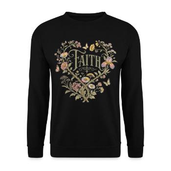 Faith Floral Heart Hoodie Vintage Cottagecore - Unisex Sweatshirt - black - Front - Alina (178cm) & Michal (187cm)