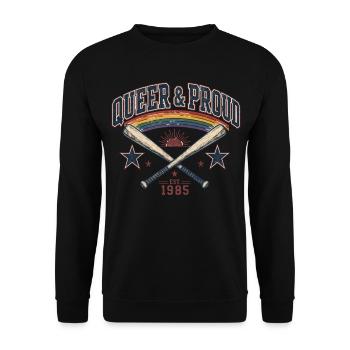 Queer & Proud Baseball T-Shirt Vintage Pride Retro - Unisex Pullover - Schwarz - Vorne - Alina (178cm) & Michal (187cm)