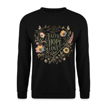 Faith Hope Love Botanical Heart Hoodie Vintage - Unisex Sweatshirt - black - Front - Alina (178cm) & Michal (187cm)