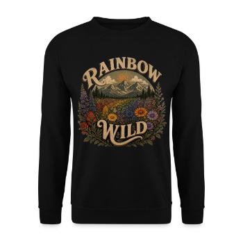 Rainbow Wild Berge Blumen Vintage Naturmotiv - Unisex Pullover - Schwarz - Vorne - Alina (178cm) & Michal (187cm)