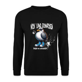 Nicht lang schnacken Kopp in Nacken - Unisex Pullover - Schwarz - Vorne - Alina (178cm) & Michal (187cm)
