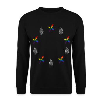 Beerenwirbel & Dornbeere – Botanische Kunst LGBT - Unisex Pullover - Schwarz - Vorne - Alina (178cm) & Michal (187cm)