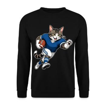Football Katze – American Football Cat - Unisex Pullover - Schwarz - Vorne - Alina (178cm) & Michal (187cm)