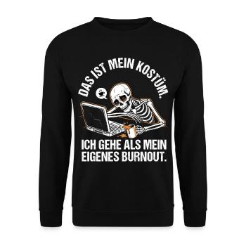  Kostüm Mein Eigenes Burnout Halloween - Unisex Pullover - Schwarz - Vorne - Alina (178cm) & Michal (187cm)