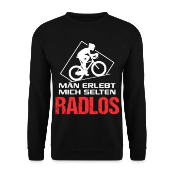Radlos Fahrradfahrer Fahrradfahrerin Sprüche - Unisex Pullover - Schwarz - Vorne - Alina (178cm) & Michal (187cm)