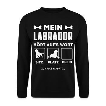 Labrador Hund Lustiges Schlafshirt Hunde Geschenk - Unisex Pullover - Schwarz - Vorne - Alina (178cm) & Michal (187cm)