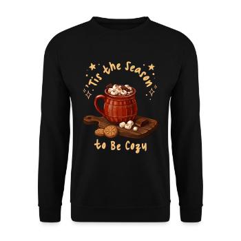 Tis The Season To Be Cozy Heiße Schokolade - Unisex Pullover - Schwarz - Vorne - Alina (178cm) & Michal (187cm)
