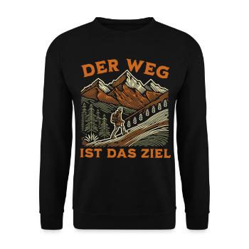Der Weg Ist Das Ziel Bergwandern - Unisex Pullover - Schwarz - Vorne - Alina (178cm) & Michal (187cm)