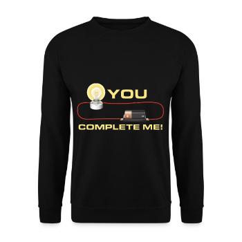 Lustige Physik Sie vervollständigen mich Physiker - Unisex Pullover - Schwarz - Vorne - Alina (178cm) & Michal (187cm)