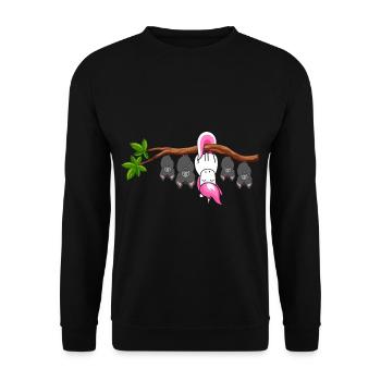 Be Different unicorn hangs with bats on the tree - Unisex Sweatshirt - black - Front - Alina (178cm) & Michal (187cm)