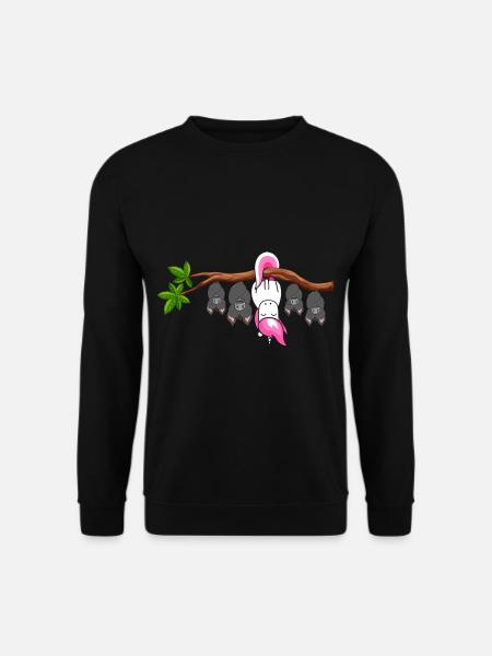 Be Different Einhorn hängt mit Fledermäuse am Baum - Unisex Pullover - Schwarz