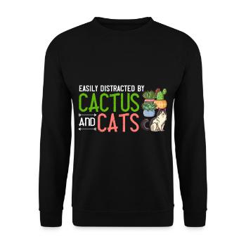 Catcus Cactus Chat Plantes Succulentes Cactus - Sweat-shirt Unisexe - noir - Devant - Alina (178cm) & Michal (187cm)