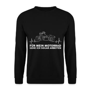 Für Mein Motorrad Gehe Ich Sogar Arbeiten - Unisex Pullover - Schwarz - Vorne - Alina (178cm) & Michal (187cm)