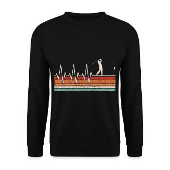 Golfspieler Herzschlag - Unisex Pullover - Schwarz - Vorne - Alina (178cm) & Michal (187cm)