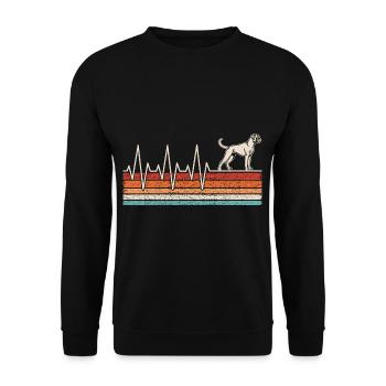 Boxer Herzschlag - Unisex Pullover - Schwarz - Vorne - Alina (178cm) & Michal (187cm)