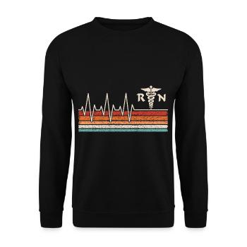 Krankenschwester Herzschlag - Unisex Pullover - Schwarz - Vorne - Alina (178cm) & Michal (187cm)