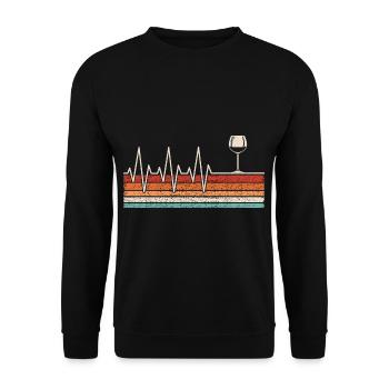 Wine Glass Heartbeat - Unisex Sweatshirt - black - Front - Alina (178cm) & Michal (187cm)