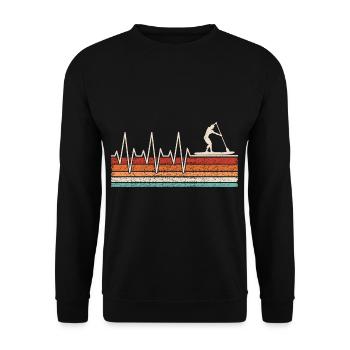 SUP Herzschlag Stand Up Paddler - Unisex Pullover - Schwarz - Vorne - Alina (178cm) & Michal (187cm)