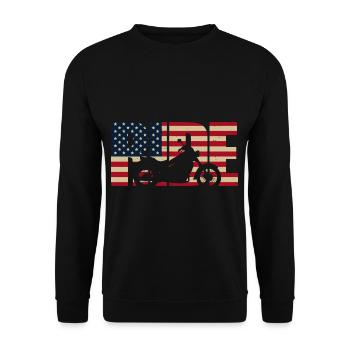 Ride Tricycle Rider Biker American Flag Motor - Unisex Sweatshirt - black - Front - Alina (178cm) & Michal (187cm)