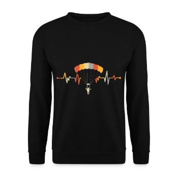 Vintage Paraglider Heartbeat Paragliding Skydiving - Unisex Pullover - Schwarz - Vorne - Alina (178cm) & Michal (187cm)