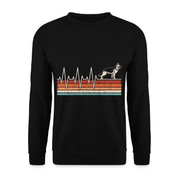 German Shepherd Heartbeat - Unisex Sweatshirt - black - Front - Alina (178cm) & Michal (187cm)