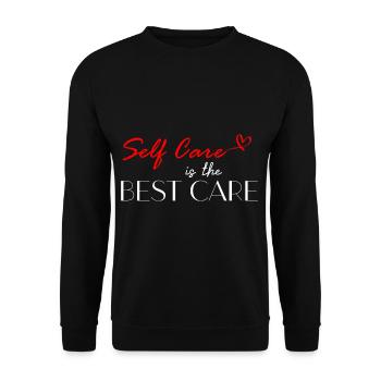 Selbstfürsorge ist die beste Pflege Körper Wellnes - Unisex Pullover - Schwarz - Vorne - Alina (178cm) & Michal (187cm)
