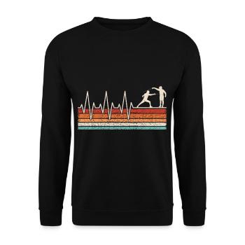 Fechter Herzschlag Fechtsport - Unisex Pullover - Schwarz - Vorne - Alina (178cm) & Michal (187cm)