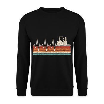 Staplerfahrer Herzschlag - Unisex Pullover - Schwarz - Vorne - Alina (178cm) & Michal (187cm)