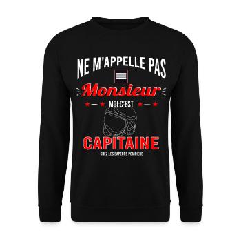 Sapeur pompier capitaine - Sweat-shirt Unisexe - noir - Devant - Alina (178cm) & Michal (187cm)