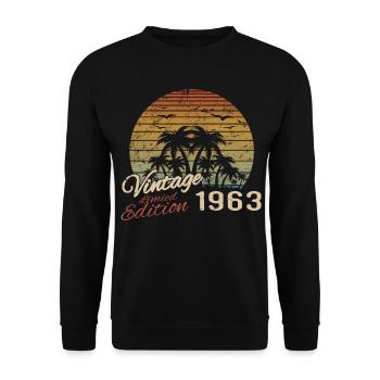 Vintage 1963 Geburtstagsgeschenk 1963 Retro 1963 - Unisex Pullover - Schwarz - Vorne - Alina (178cm) & Michal (187cm)