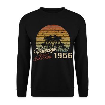 Jahrgang 1956 Geburtstagsgeschenk 1956 Retro 1956 - Unisex Pullover - Schwarz - Vorne - Alina (178cm) & Michal (187cm)