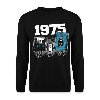 Jahrgang Jahrgang 1975 Geburtstagsgeschenk 1975 - Unisex Pullover - Schwarz - Vorne - Alina (178cm) & Michal (187cm)