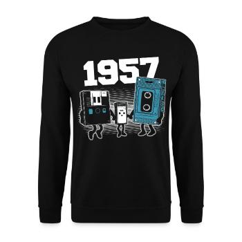 Vintage Born In 1957 Birthday Gift 1957 - Unisex Sweatshirt - black - Front - Alina (178cm) & Michal (187cm)