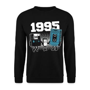 Jahrgang Jahrgang 1995 Geburtstagsgeschenk 1995 - Unisex Pullover - Schwarz - Vorne - Alina (178cm) & Michal (187cm)