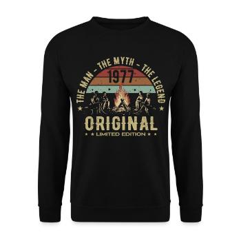 Legendary since 1977 | Men's 48th Birthday - Unisex Sweatshirt - black - Front - Alina (178cm) & Michal (187cm)