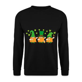 Dabbing Gnomes Kleeblatt Hut Bier - Unisex Pullover - Schwarz - Vorne - Alina (178cm) & Michal (187cm)