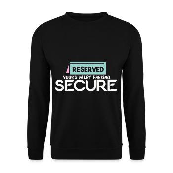 Votre valet parking Secure Attendant Hôtel Recette - Sweat-shirt Unisexe - noir - Devant - Alina (178cm) & Michal (187cm)