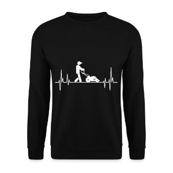 Herzschlag Rasenmäher Grasschneider Gartenarbeit - Unisex Pullover - Schwarz - Vorne - Alina (178cm) & Michal (187cm)