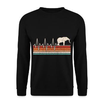 Elefant Herzschlag - Unisex Pullover - Schwarz - Vorne - Alina (178cm) & Michal (187cm)