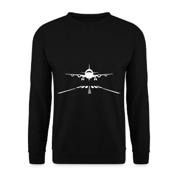 Flugzeug Landung Landebahn Flugpilot Pilot - Unisex Pullover - Schwarz - Vorne - Alina (178cm) & Michal (187cm)