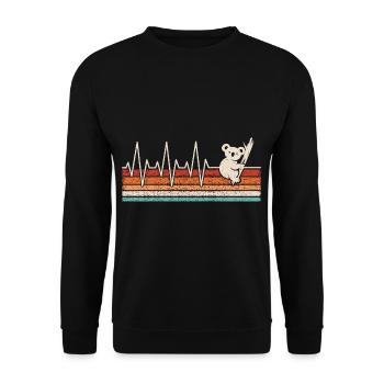 Koala Herzschlag - Unisex Pullover - Schwarz - Vorne - Alina (178cm) & Michal (187cm)