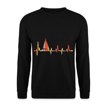Vintage Heartbeat Sailboat - Unisex Pullover - Schwarz - Vorne - Alina (178cm) & Michal (187cm)