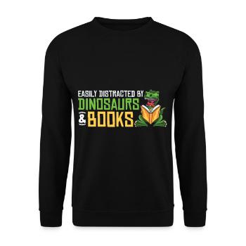 Dinosaur Book Read Dino Read Funny Readers - Unisex Sweatshirt - black - Front - Alina (178cm) & Michal (187cm)