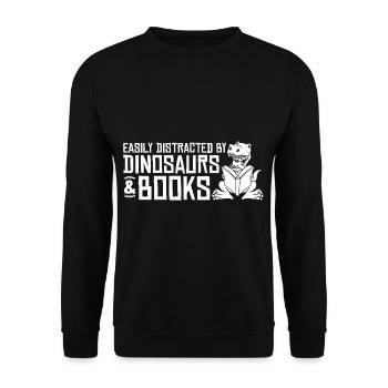 Dinosaur Book Read Dino Read Funny Readers - Unisex Sweatshirt - black - Front - Alina (178cm) & Michal (187cm)