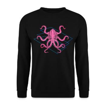 Farbiger Oktopus - Unisex Pullover - Schwarz - Vorne - Alina (178cm) & Michal (187cm)