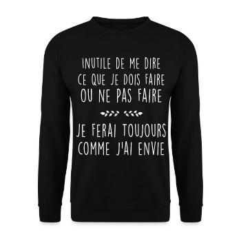Comme J'ai Envie Liberté D'expression Et D'Action - Sweat-shirt Unisexe - noir - Devant - Alina (178cm) & Michal (187cm)