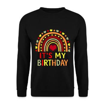 Fille c’est mon anniversaire Fille Arc-en-ciel Anniversaire - Sweat-shirt Unisexe - noir - Devant - Alina (178cm) & Michal (187cm)