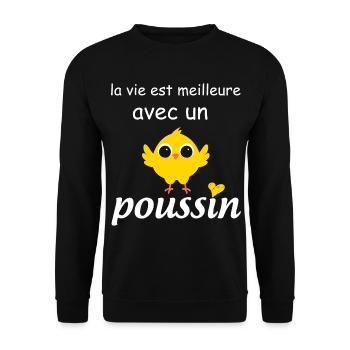 mon Poussin Drôle - Sweat-shirt Unisexe - noir - Devant - Alina (178cm) & Michal (187cm)