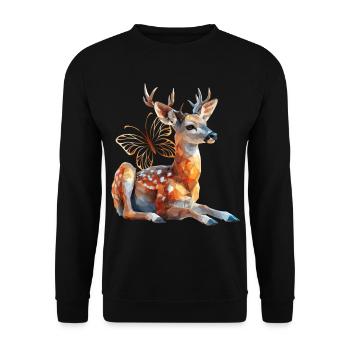 Cerf - Sweat-shirt Unisexe - noir - Devant - Alina (178cm) & Michal (187cm)